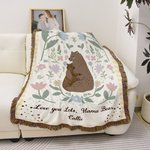 Personalisierte Floral Umarmung Bär Quaste weiche Decke mit Namen Home Decor Muttertag Geburtstag Geschenk für Mama Oma