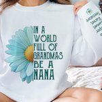 Personalizado Multicolor 1-16 Nombres Crisantemo Azul Claro Cuello Suave Crew Camiseta Sudadera con Título Cumpleaños Día de la Madre Regalo para la abuela