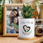 Maceta Suculenta de Cerámica con Nombre y Base de Bambú Regalo de Cumpleaños para Mamá Abuela