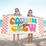 Toalla de playa de gran tamaño, de secado rápido, con nombre, personalizada, a cuadros, multicolor, para viajes de verano, vacaciones, esencial, regalo de cumpleaños para la familia y los niños.