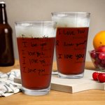 Personalized 1-6 Handwritten Text Design 16 oz Clear Beer Glass with Name and Age Father's Day Birthday Gift for Dad Grandpa Beer Lover