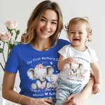 T-shirt Onesie Bébé 100% Coton Personnalisé avec Nom Élément et Cœur Floral Cadeau de Premier Anniversaire Fête des Mères pour Bébé et Maman