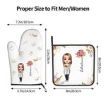 Personalizzato Cooking Mama Birth Flower Name Insulation Oven Mitt and Pot Holder Set Regalo di compleanno per la festa della mamma, nonna, donna, amante della cottura.