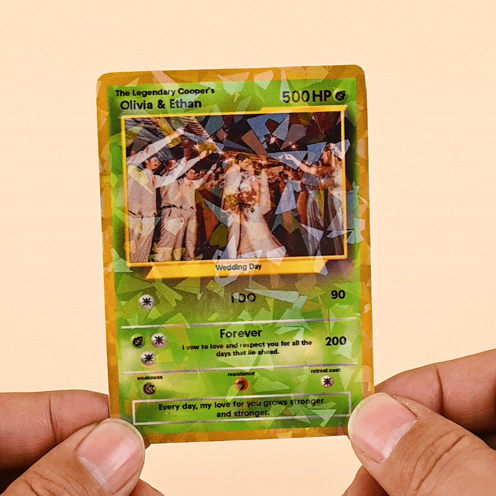 Carte Poke Classic TCG Personnalisée avec Photo Film Protecteur Collection Cartes de Jeu Cadeau Anniversaire pour Enfant Couple Amoureux des Animaux