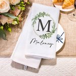 Gepersonaliseerde krans initiaal Super Absorberende Wafeldoek met Naam en Datum Bureaudecoratie Verjaardag Huwelijkscadeau voor Vriend Familie