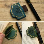 Personalized Engraved Name Magnetic Leather Bookmark Clip with Pen Holder Reading Supplies Birthday School Office Gift for Book Lover Bookworm