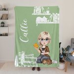 Couverture Personnalisée avec Nom et Personnage Cadeeau Anniversaire pour Femme Amatrice de Lecture