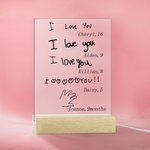 Personalised 1-6 Kids Handwriting Design LED Night Light with Wooden Base with Name and Age Home Decor Mother's Day Birthday Gift for Family