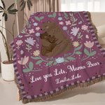Personalisierte Floral Umarmung Bär Quaste weiche Decke mit Namen Home Decor Muttertag Geburtstag Geschenk für Mama Oma