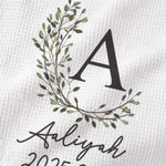 Gepersonaliseerde krans initiaal Super Absorberende Wafeldoek met Naam en Datum Bureaudecoratie Verjaardag Huwelijkscadeau voor Vriend Familie