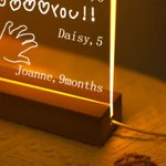 Personalised 1-6 Kids Handwriting Design LED Night Light with Wooden Base with Name and Age Home Decor Mother's Day Birthday Gift for Family