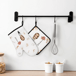 Personalizzato Cooking Mama Birth Flower Name Insulation Oven Mitt and Pot Holder Set Regalo di compleanno per la festa della mamma, nonna, donna, amante della cottura.