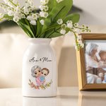 Personalizado de dibujos animados mamá y el niño de nacimiento florero de cerámica con nombre Día de la Madre Cumpleaños decoración del hogar regalo para mamá abuela