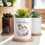 Maceta Suculenta de Cerámica con Nombre y Base de Bambú Regalo de Cumpleaños para Mamá Abuela
