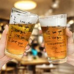 Personalized 1-6 Handwritten Text Design 16 oz Clear Beer Glass with Name and Age Father's Day Birthday Gift for Dad Grandpa Beer Lover