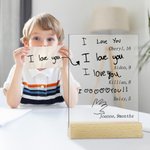 Personalised 1-6 Kids Handwriting Design LED Night Light with Wooden Base with Name and Age Home Decor Mother's Day Birthday Gift for Family