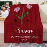 Personalisierte Zodiac Blume weiche Decke mit Namen und Text Home Decor Ruhestand Neuanfang Geschenk für Rentner Kollegen