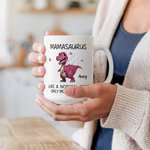 Personalized Cute 3D Dinosaur Family White Ceramic Mug with 1-12 Names Birthday Mother's Day Gift for Mom Grandma