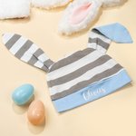 Personalised 100% Cotton My First Easter Baby Romper Bunny Ear Hat Set with Name First Easter Birthday Gift for Baby Boy