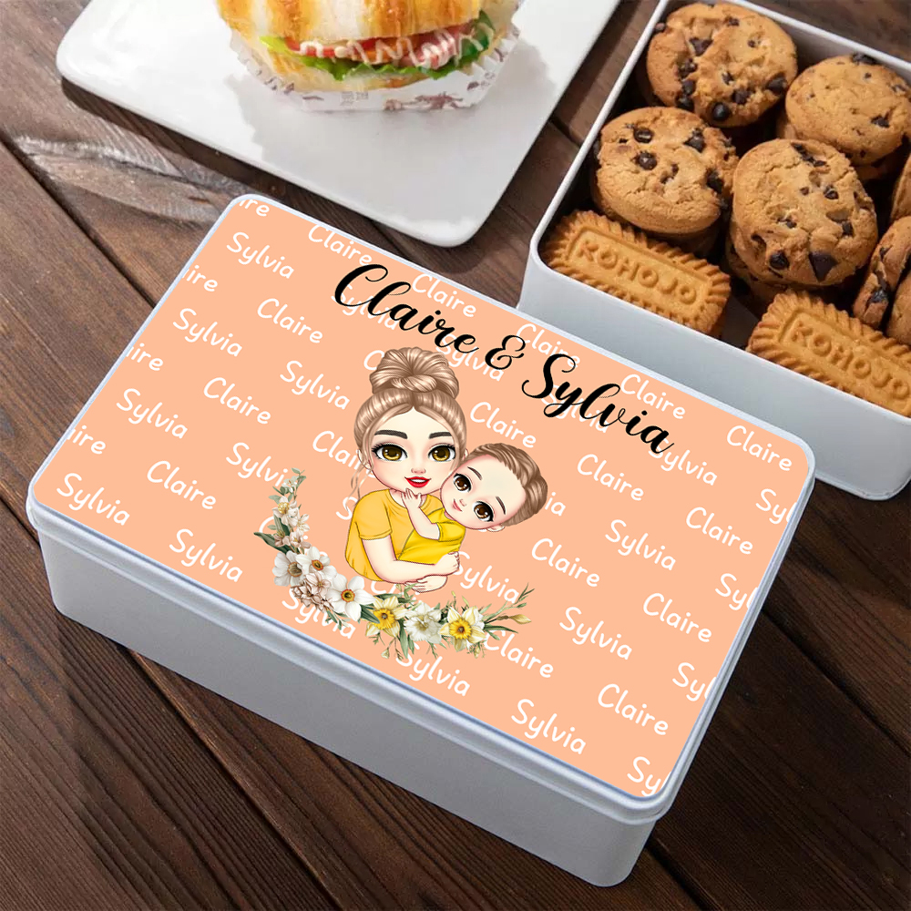 Boîte de conservation pour biscuits avec nom Cadeau d'anniversaire Fête des mères pour Maman Grand-mère Amateurs de pâtisserie