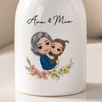 Personalizado de dibujos animados mamá y el niño de nacimiento florero de cerámica con nombre Día de la Madre Cumpleaños decoración del hogar regalo para mamá abuela