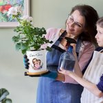 Maceta Suculenta de Cerámica con Nombre y Base de Bambú Regalo de Cumpleaños para Mamá Abuela