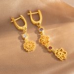 Personalizada Flor de Nacimiento Piedra de Nacimiento Pendientes Dainty Joyería Día de la Madre Día de San Valentín Aniversario Cumpleaños Regalos para Ella