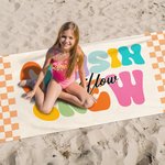 Toalla de playa de gran tamaño, de secado rápido, con nombre, personalizada, a cuadros, multicolor, para viajes de verano, vacaciones, esencial, regalo de cumpleaños para la familia y los niños.