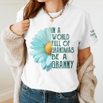 Personalizado Multicolor 1-16 Nombres Crisantemo Azul Claro Cuello Suave Crew Camiseta Sudadera con Título Cumpleaños Día de la Madre Regalo para la abuela