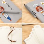 Personalized Cartoon Cooking Mama Birth Flower Name A5 Recipe Notebook and Pen Set Mother's Day Birthday Gift for Grandma Mom Cooking Baking Lover