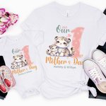 Personalized Cute Animals 100% Cotton Baby Bodysuit Matching T-shirt with Names and Date First Mother's Day Gift for Newborn New Mom