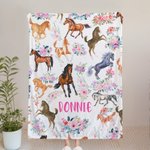 Personalisierte Pferd Floral weiche Decke mit Namen Warm Home Decor Geburtstag Kindertag Baby Dusche Geschenk für Kinder Neugeborene Pferdeliebhaber