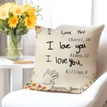 Personalized Floral 1-7 Handwriting Text Throw Pillow Cover with Names Home Decor Mother's Day Birthday Gift for Mom Grandma