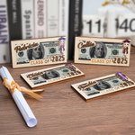 Personalized Cartoon Grad Cap Character Wooden Money Holder Cash Envelope with Name and Year Graduation Gift for Class of 2025 Graduates