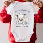 T-shirt Onesie Bébé 100% Coton Personnalisé avec Nom Élément et Cœur Floral Cadeau de Premier Anniversaire Fête des Mères pour Bébé et Maman