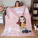 Couverture Personnalisée avec Nom et Personnage Cadeeau Anniversaire pour Femme Amatrice de Lecture