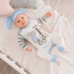 Personalised 100% Cotton My First Easter Baby Romper Bunny Ear Hat Set with Name First Easter Birthday Gift for Baby Boy