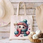 Personalisierte Cartoon Yarn Ball große Canvas Tragetasche mit Namen Reisezubehör Geburtstagsgeschenk für Frauen stricken Liebhaber