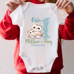 Personalized Cute Animals 100% Cotton Baby Bodysuit Matching T-shirt with Names and Date First Mother's Day Gift for Newborn New Mom