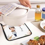 Personalizzato Cooking Mama Birth Flower Name Insulation Oven Mitt and Pot Holder Set Regalo di compleanno per la festa della mamma, nonna, donna, amante della cottura.
