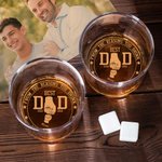 Personalized Best Dad and Kid Fist Bump 10 oz Whiskey Glass with Engraved 1-6 Kid's Names Father's Day Birthday Appreciation Gift for Dad Grandfather