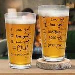 Personalized 1-6 Handwritten Text Design 16 oz Clear Beer Glass with Name and Age Father's Day Birthday Gift for Dad Grandpa Beer Lover