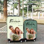 Personalized Set of 2 Mr & Mrs Luggage Protective Covers Fit 18-32 Inches Suitcase with Family Name Travel Accessories Honeymoon Gift for Couple