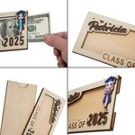 Personalized Cartoon Grad Cap Character Wooden Money Holder Cash Envelope with Name and Year Graduation Gift for Class of 2025 Graduates