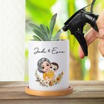 Maceta Suculenta de Cerámica con Nombre y Base de Bambú Regalo de Cumpleaños para Mamá Abuela