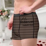 Personalizado señor y señora raya transpirable pareja tanga boxeador calzoncillos conjunto con el nombre de la familia y el texto de la luna de miel de viaje de bodas de regalo para hombres mujeres