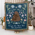 Personalisierte Floral Umarmung Bär Quaste weiche Decke mit Namen Home Decor Muttertag Geburtstag Geschenk für Mama Oma