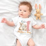 Personalized Cute Animals 100% Cotton Baby Bodysuit Matching T-shirt with Names and Date First Mother's Day Gift for Newborn New Mom
