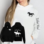 Personalisierte Multicolor Pferd Reiten Muster T-Shirt Sweatshirt Hoodie mit Namen Geburtstag Geschenk für Pferdeliebhaber