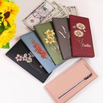 Personalized Birth Flower PU Leather Wallet with Name and RFID Blocking Credit Card Holder Birthday Mother's Day Gift for Women
